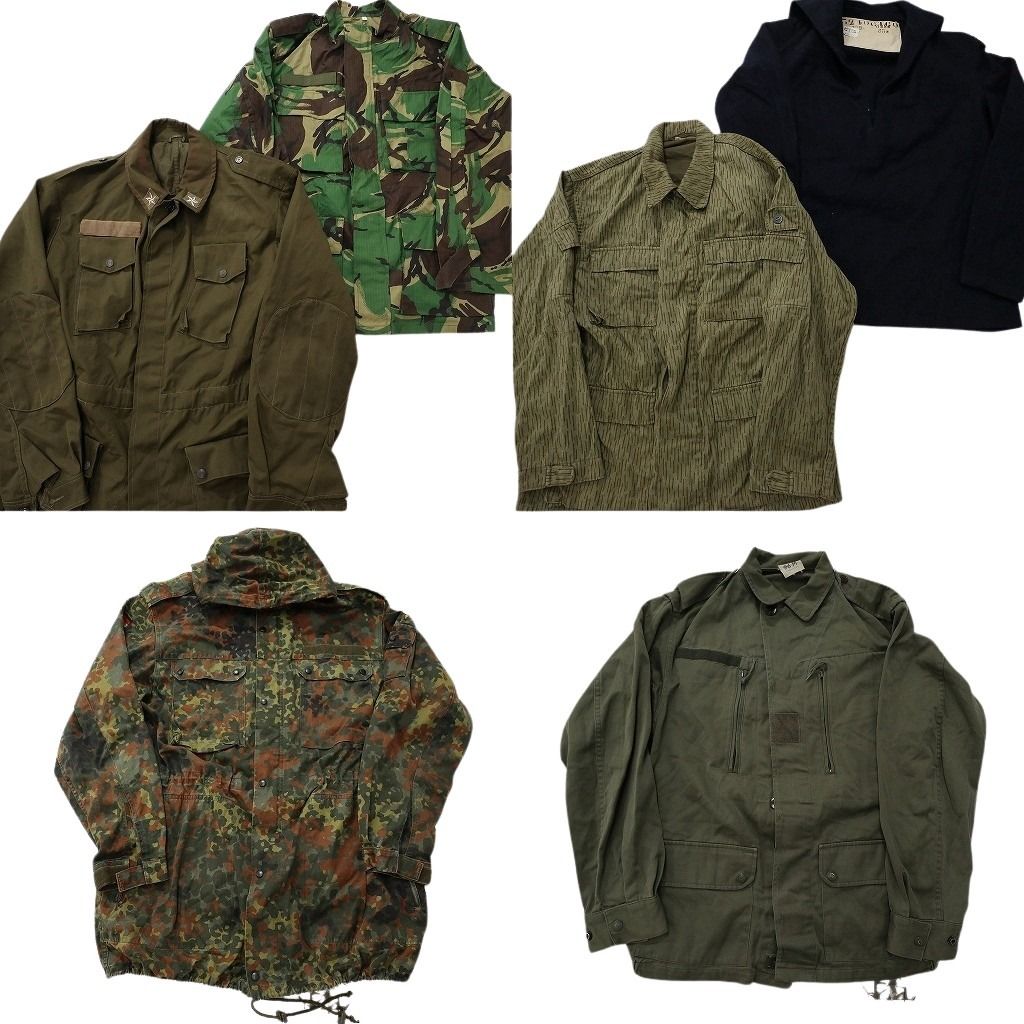 古着卸 まとめ売り ユーロミリタリー ジャケットMIX 6枚セット ( メンズ ) フレクターカモ レインドロップカモ DPMカモ 中古 古着 NF2772