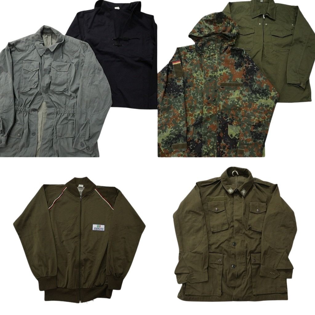 古着卸 まとめ ユーロミリタリー ジャケットMIX 6枚セット ( メンズ ) ドイツ軍 フレクターカモ ダブルフラップ ブルゾン 中古 古着 NF2773