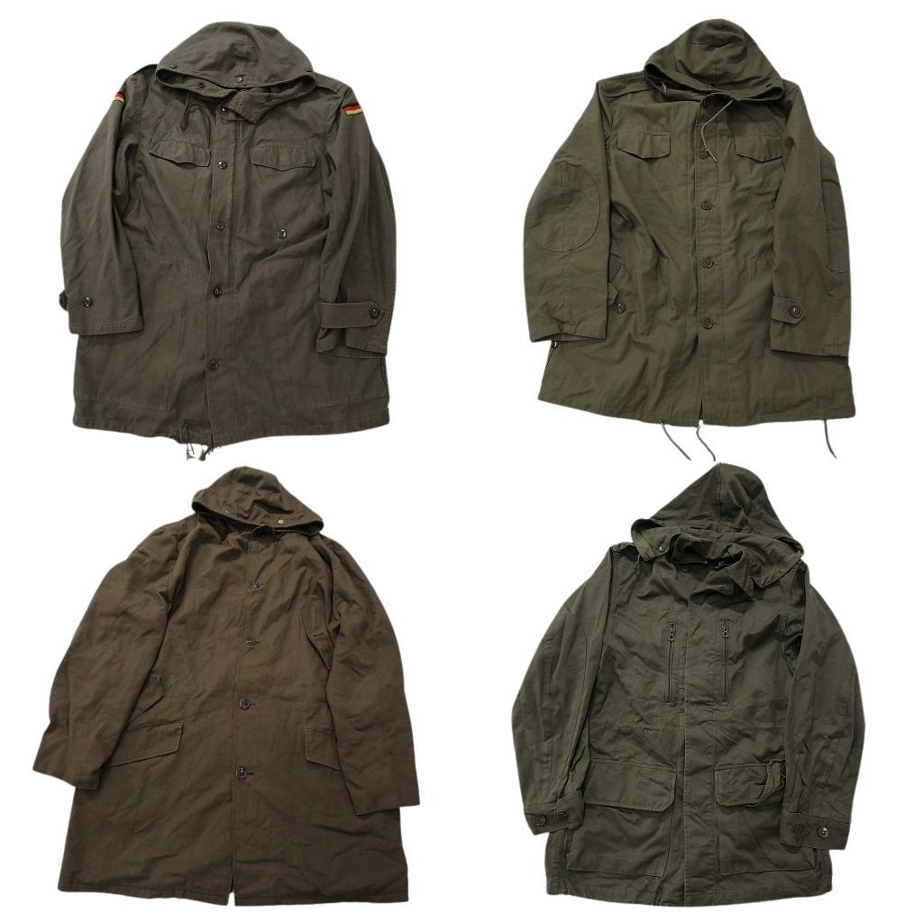 古着卸 まとめ売り ユーロミリタリー コートMIX 4枚セット ( メンズ ) ドイツ軍 ダブルフラップ ロング丈 中古 古着 NF2775