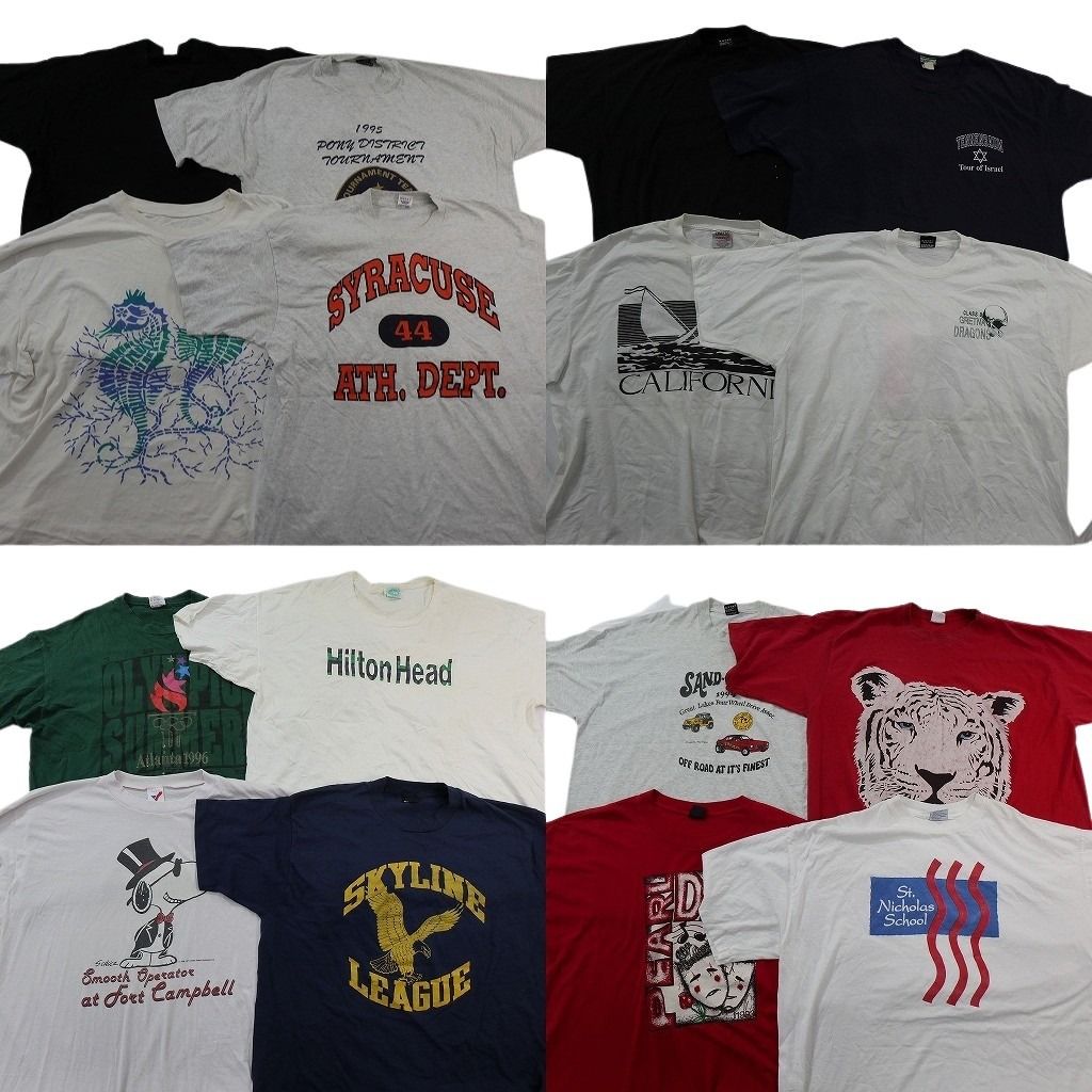 古着卸 ヴィンテージ シングルステッチ Tシャツ 16枚セット ( メンズ 2XL/3XL/4XL ) キャラクター カレッジ風 スヌーピー 中古 古着 NF2781