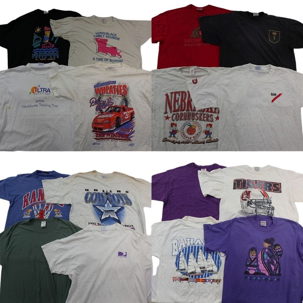古着卸 まとめ売り ヴィンテージ シングルステッチ Tシャツ 16枚セット ( メンズ XL/2XL ) ヘインズ カレッジ風 レージング 中古 NF2784