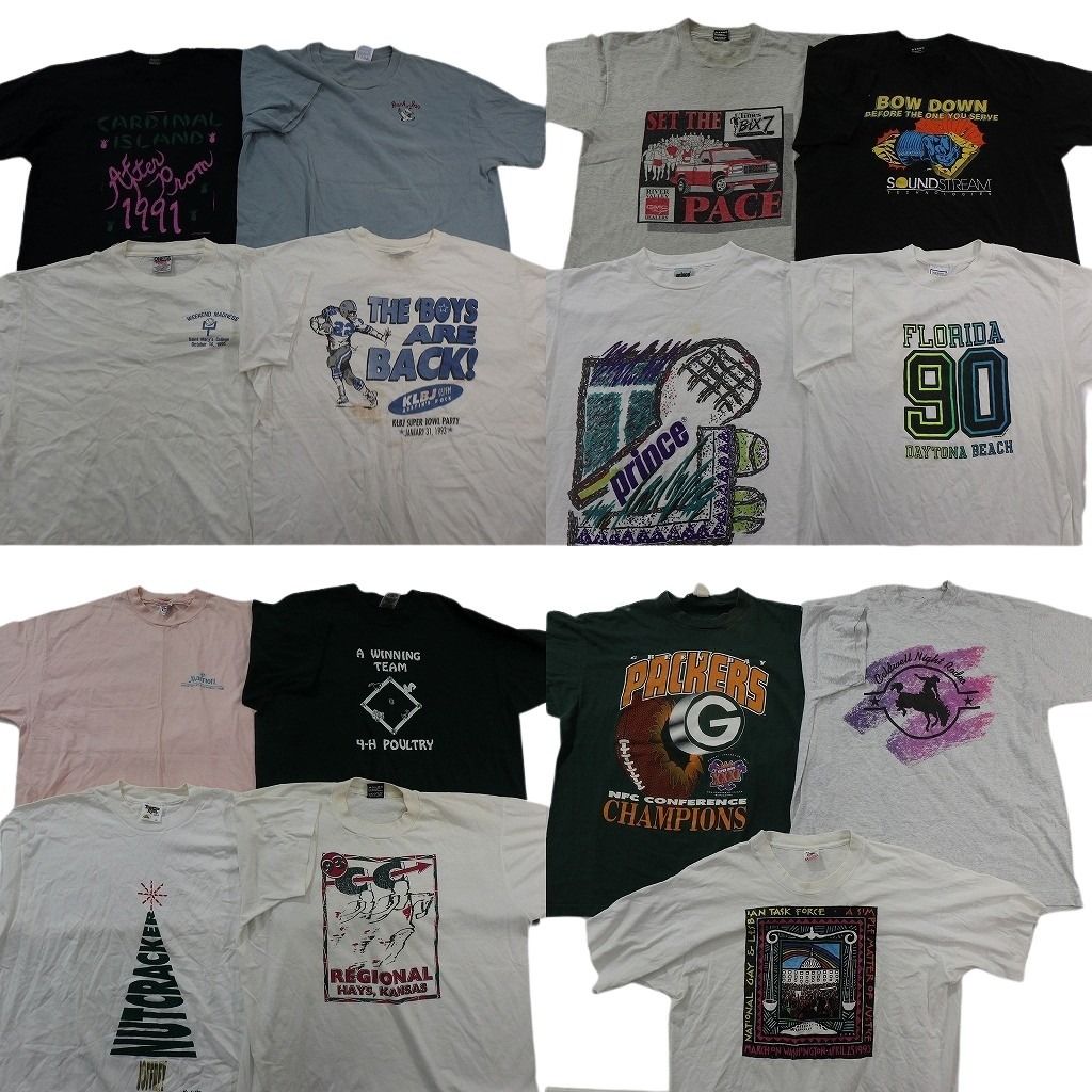 古着卸 まとめ売り ヴィンテージ シングルステッチ Tシャツ 15枚セット ( メンズ XL ) USA製 プロチーム NFL パッカーズ 中古 古着 NF2788