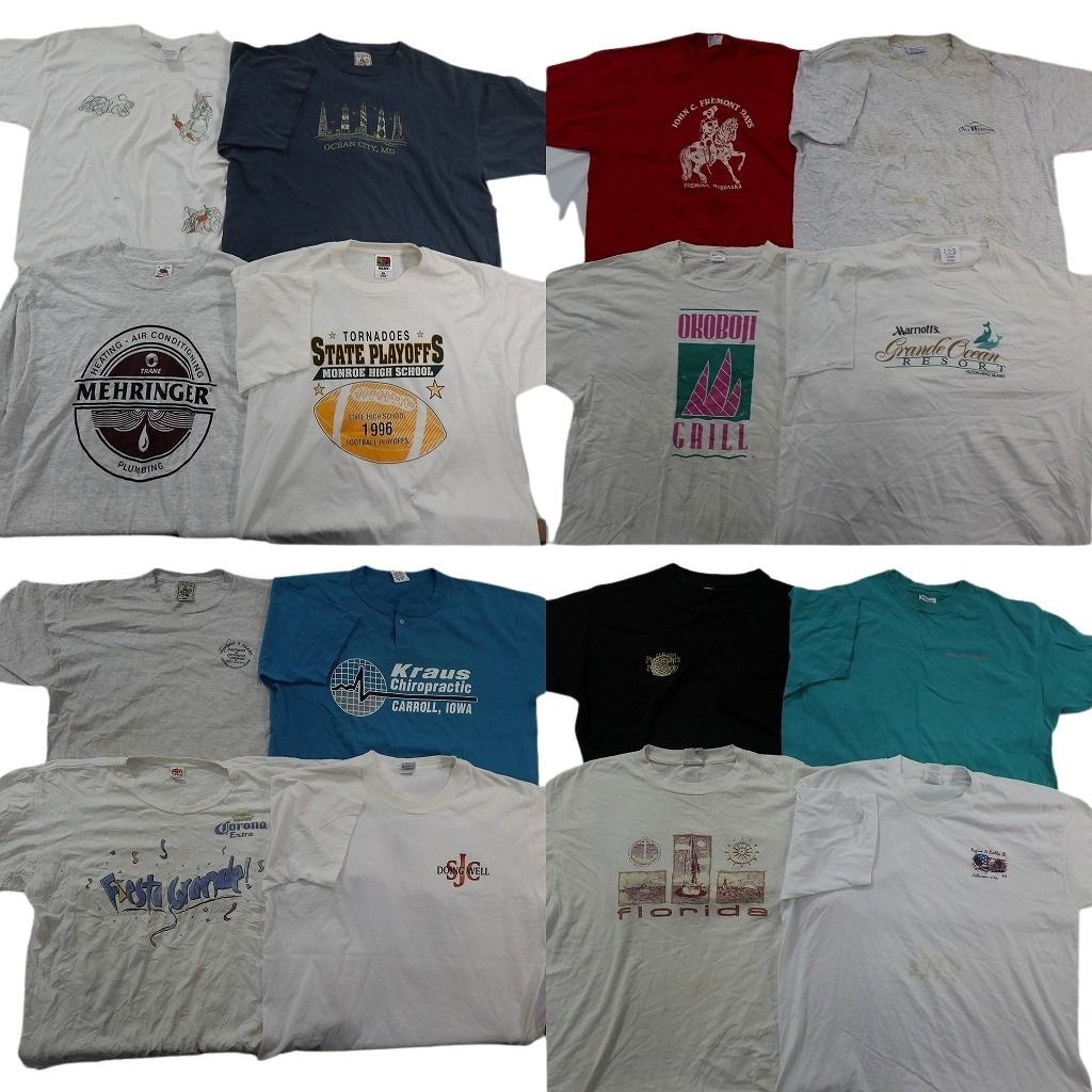 古着卸 まとめ売り ヴィンテージ シングルステッチ Tシャツ 16枚セット ( メンズ XL ) ヘインズ フルーツオブザルーム 中古 古着 NF2790
