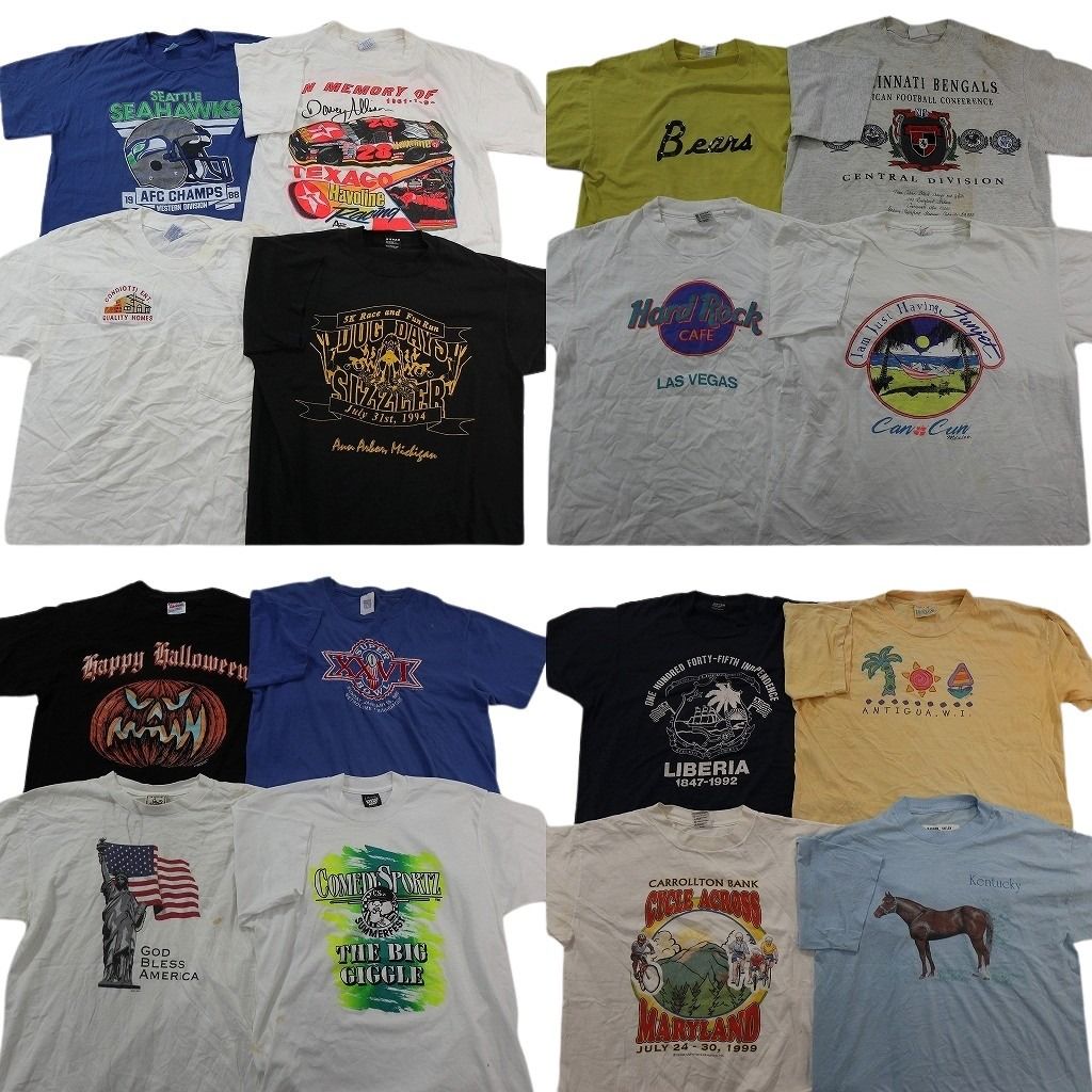 古着卸 ヴィンテージ シングルステッチ Tシャツ 16枚セット ( メンズ L ) レーシング 星条旗 企業 ハードロックカフェ 中古 古着 NF2795