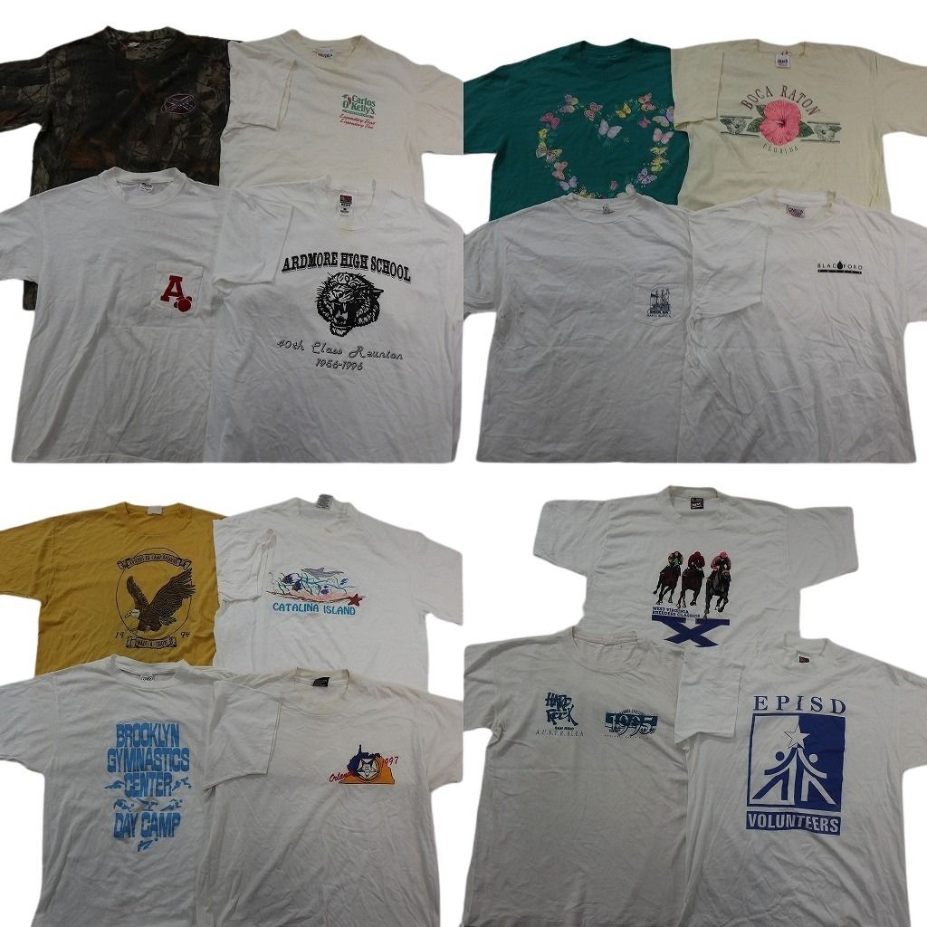 古着卸 まとめ売り ヴィンテージ シングルステッチ Tシャツ 15枚セット ( メンズ L ) リアルツリー柄 カレッジ風 ワンポイント 中古 NF2796