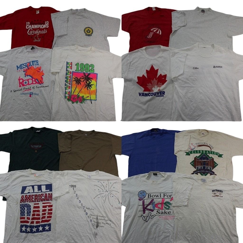 古着卸 まとめ売り ヴィンテージ シングルステッチ Tシャツ 16枚セット ( メンズ L ) プロチーム MLB フルーツオブザルーム 中古 NF2799