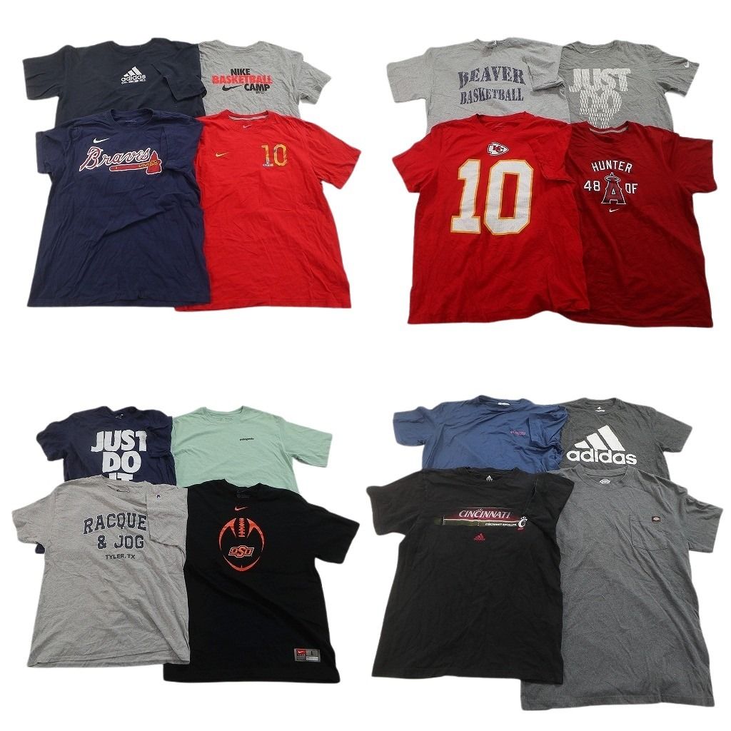 古着卸 まとめ売り ブランドMIX Tシャツ 16枚セット ( メンズ L ) パタゴニア アディダス ナイキ コロンビア ディッキーズ 中古古着 NF2818