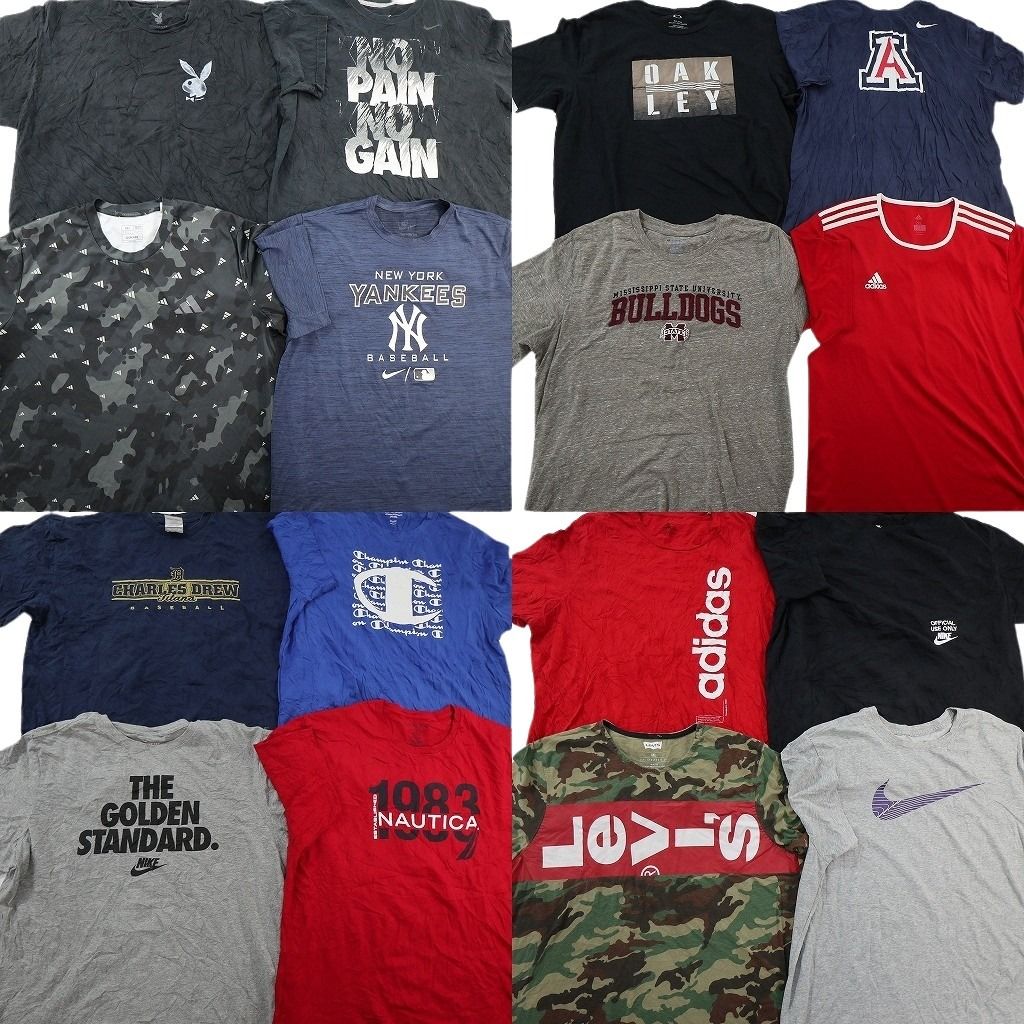 古着卸 まとめ売り ブランドMIX Tシャツ 16枚セット ( メンズ 2XL ) プレイボーイ ナイキ アディダス リーバイス 中古 古着 NF2828