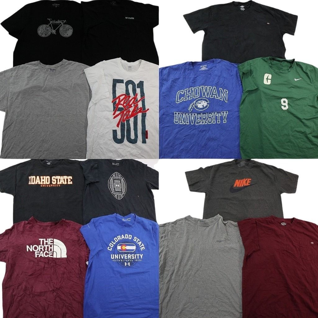 古着卸 まとめ売り ブランドMIX Tシャツ 14枚セット ( メンズ XL ) ノースフェイス ディッキーズ コロンビア チャンピオン 中古古着 NF2839