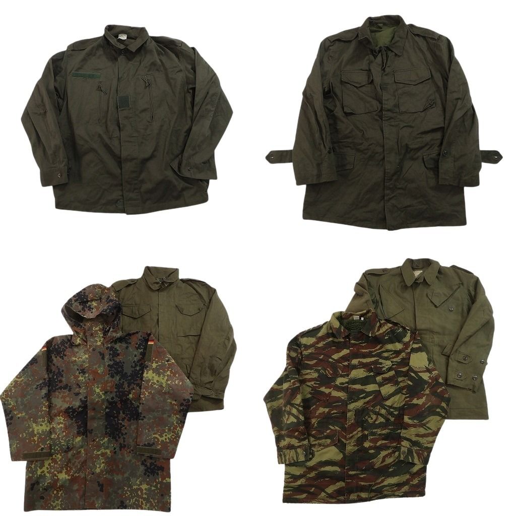古着卸 まとめ売り ユーロミリタリー ジャケット 6枚セット ( メンズ ) リザカモ 無地 カモ柄 ドイツ軍 フランス軍 中古 古着 NF2852
