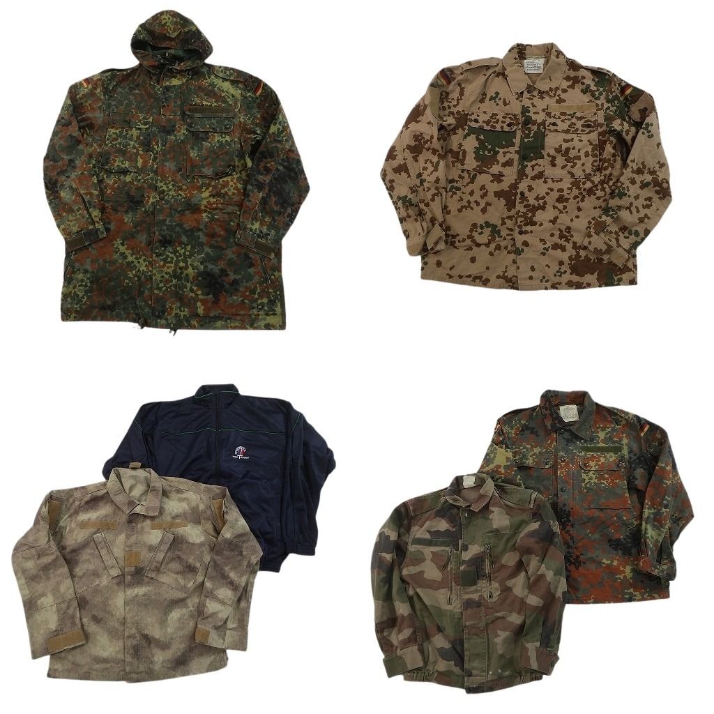 古着卸 まとめ売り ユーロミリタリー ジャケット 6枚セット ( メンズ ) ドイツ軍 ジャージ カモ柄 フィールドジャケット 中古 古着 NF2855