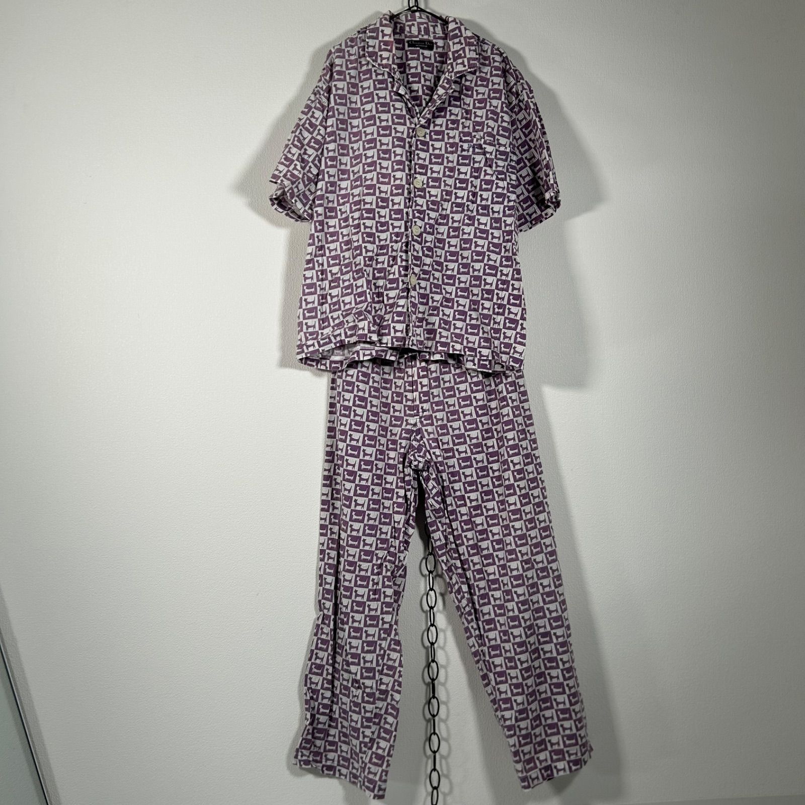 Christian Dior ディオール パジャマセットアップ 猫柄 キャット 紫