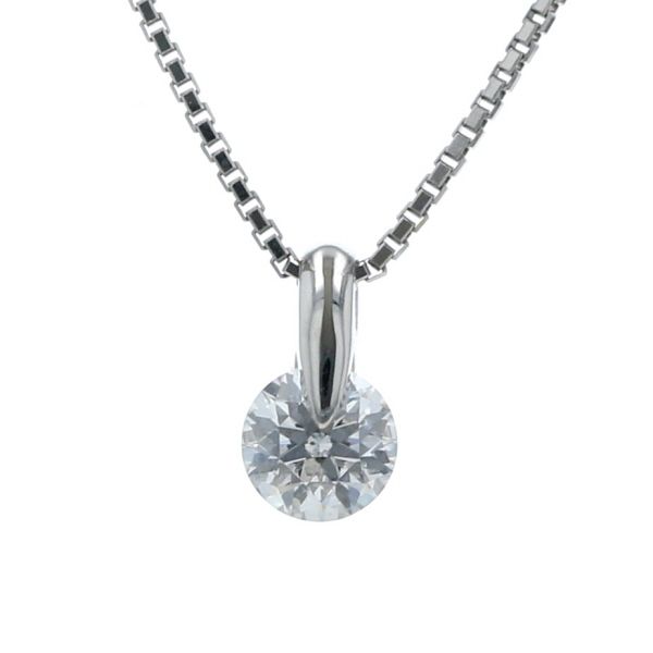Pt850 Pt900 プラチナ ネックレス ダイヤモンド 0.310ct カラーF I1 一粒石 ソリティア シンプル 45cm 鑑定書【新品仕上済】【zz】【中古】