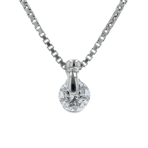 ESTELLE エステール Pt850 Pt900 プラチナ ネックレス ダイヤモンド 0.55ct カラーH I1 一粒石 41cm 鑑定書【新品仕上済】【zz】【中古】 73,150円