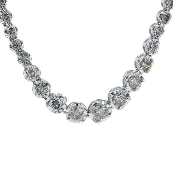 K18WG ホワイトゴールド テニスネックレス ダイヤモンド 5.00ct グラデーションチェーン 42cm 鑑別書【新品仕上済】【zz】【中古】