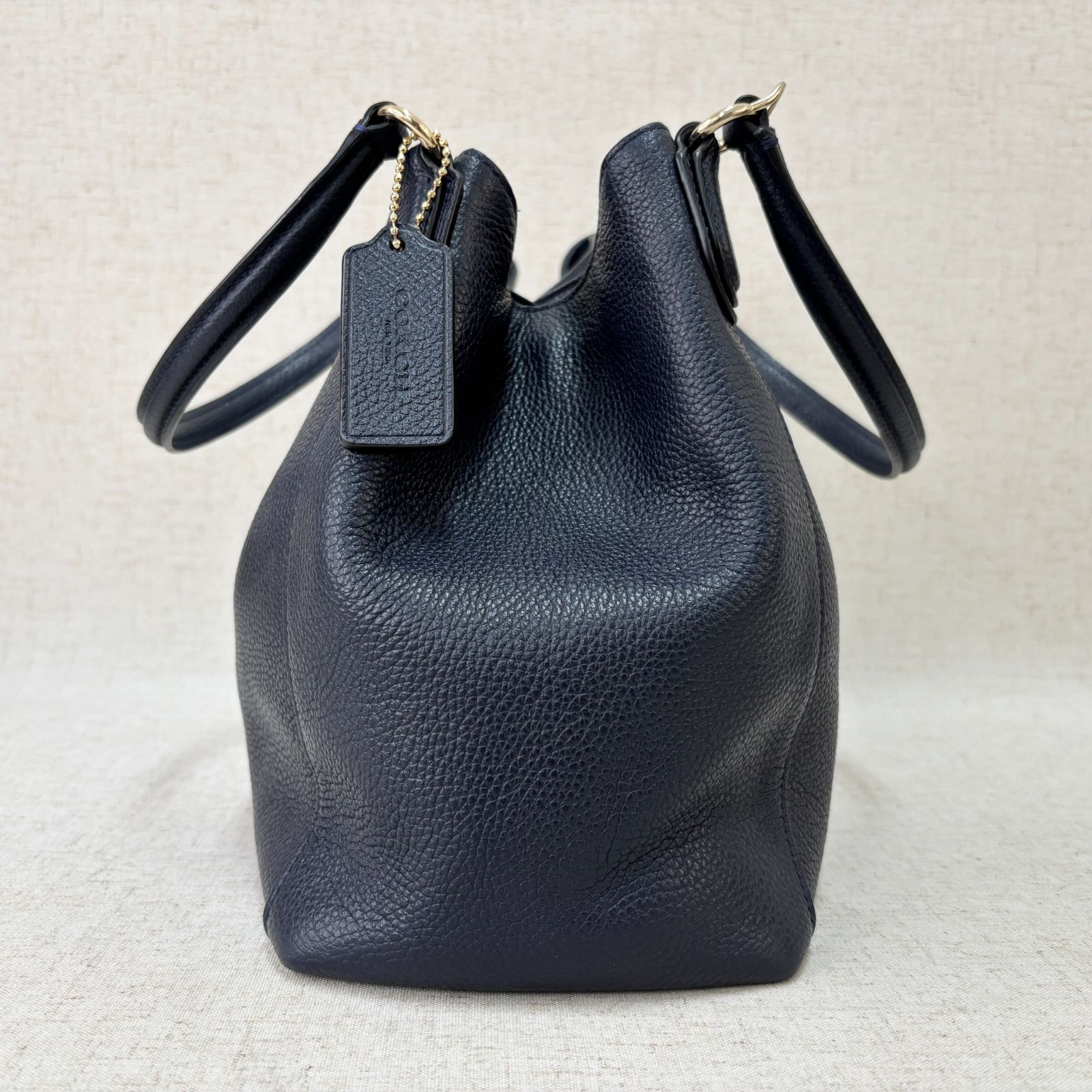 COACH コーチ トートバッグ レザー ソフトレザー ネイビー 肩掛け可