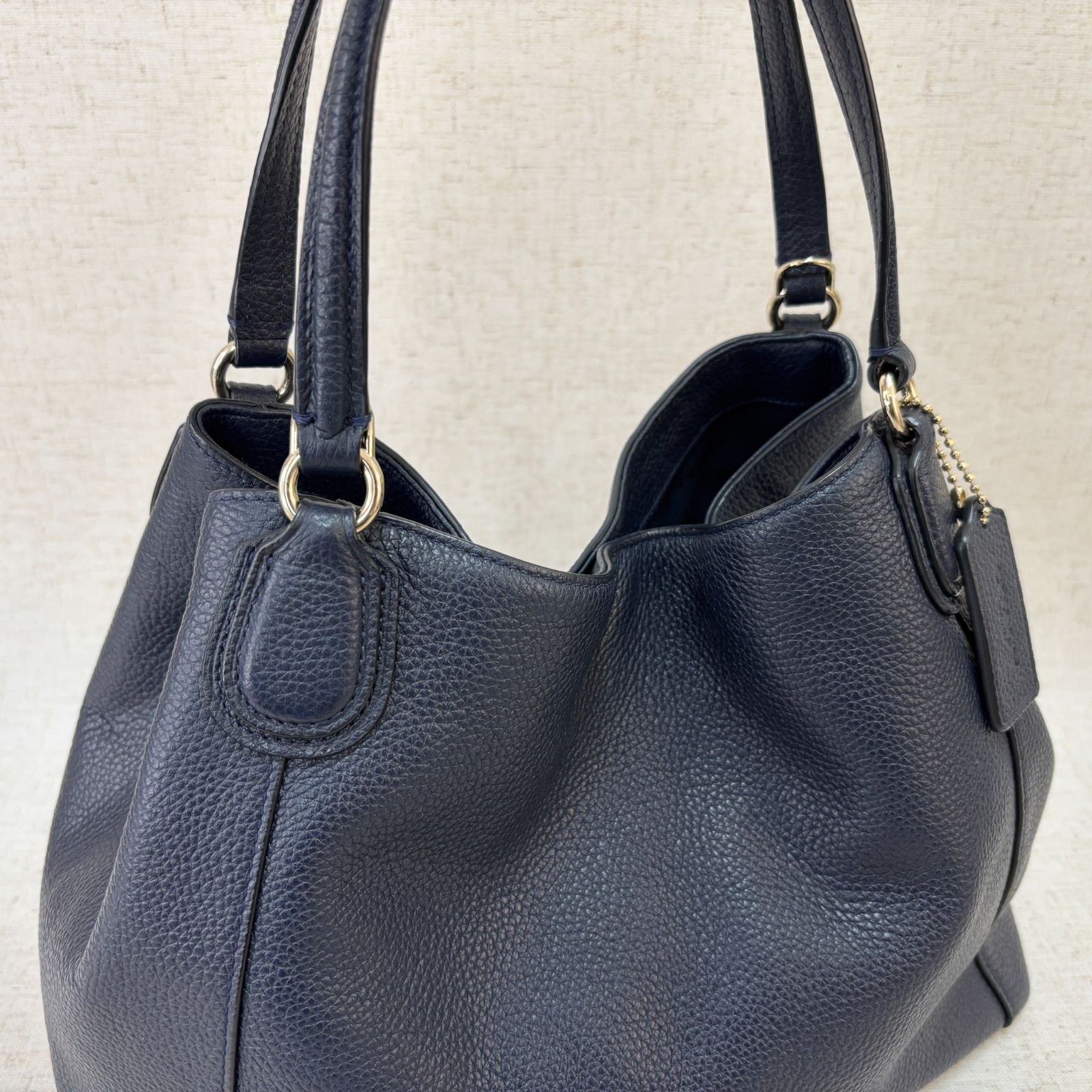 COACH コーチ トートバッグ レザー ソフトレザー ネイビー 肩掛け可