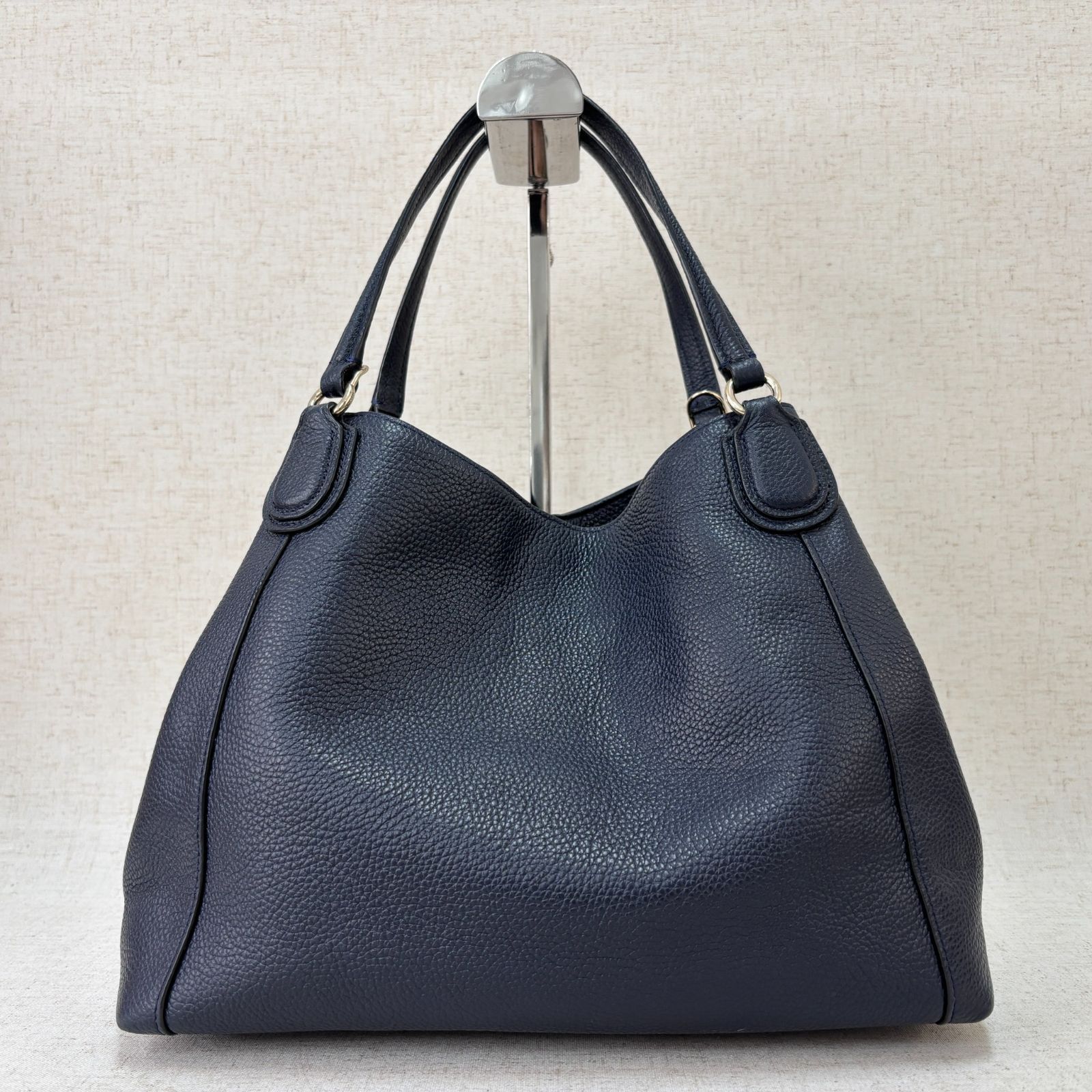 COACH コーチ トートバッグ レザー ソフトレザー ネイビー 肩掛け可