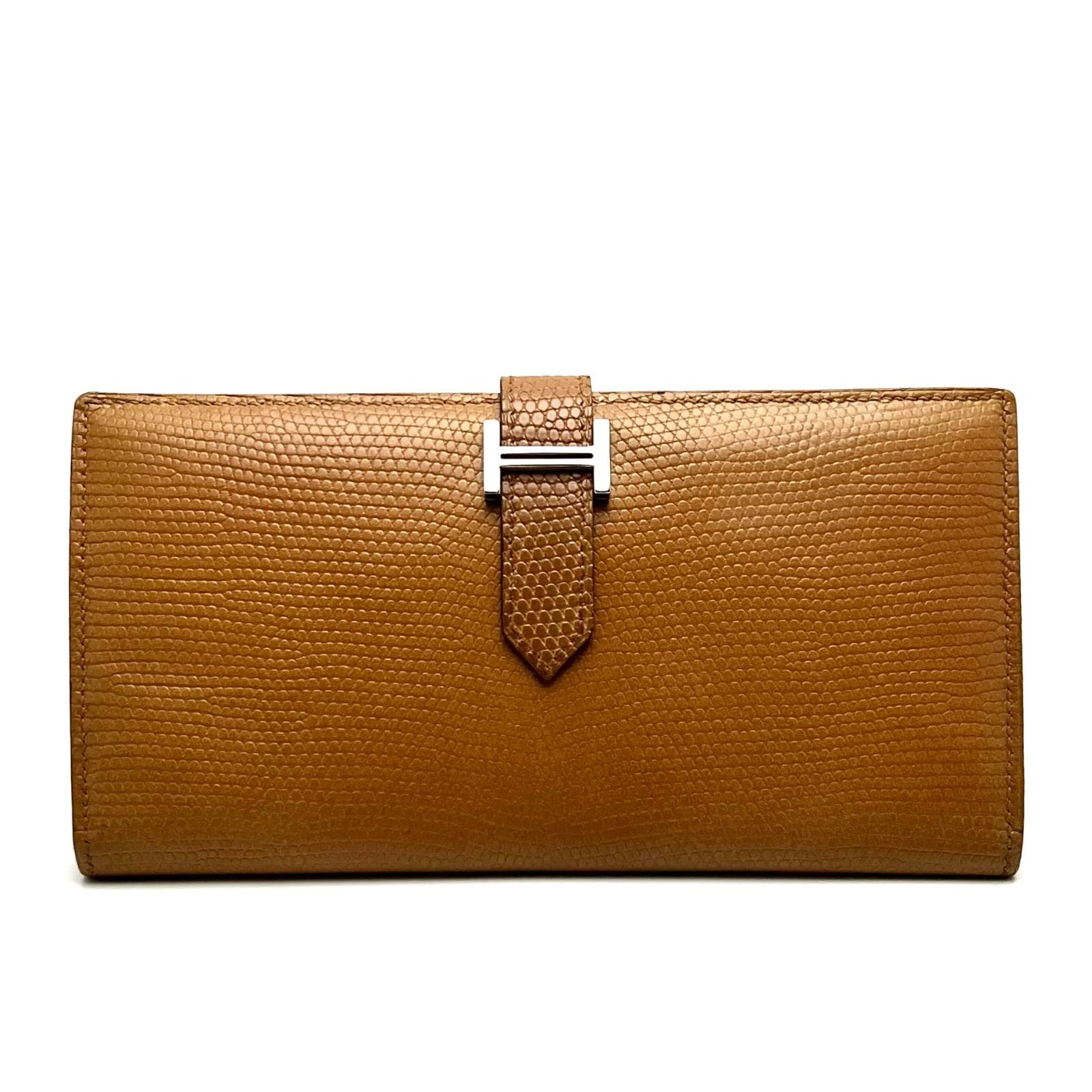 【希少リザード 】エルメス ベアン エキゾチックレザーHERMES キャメル ブラウン財布