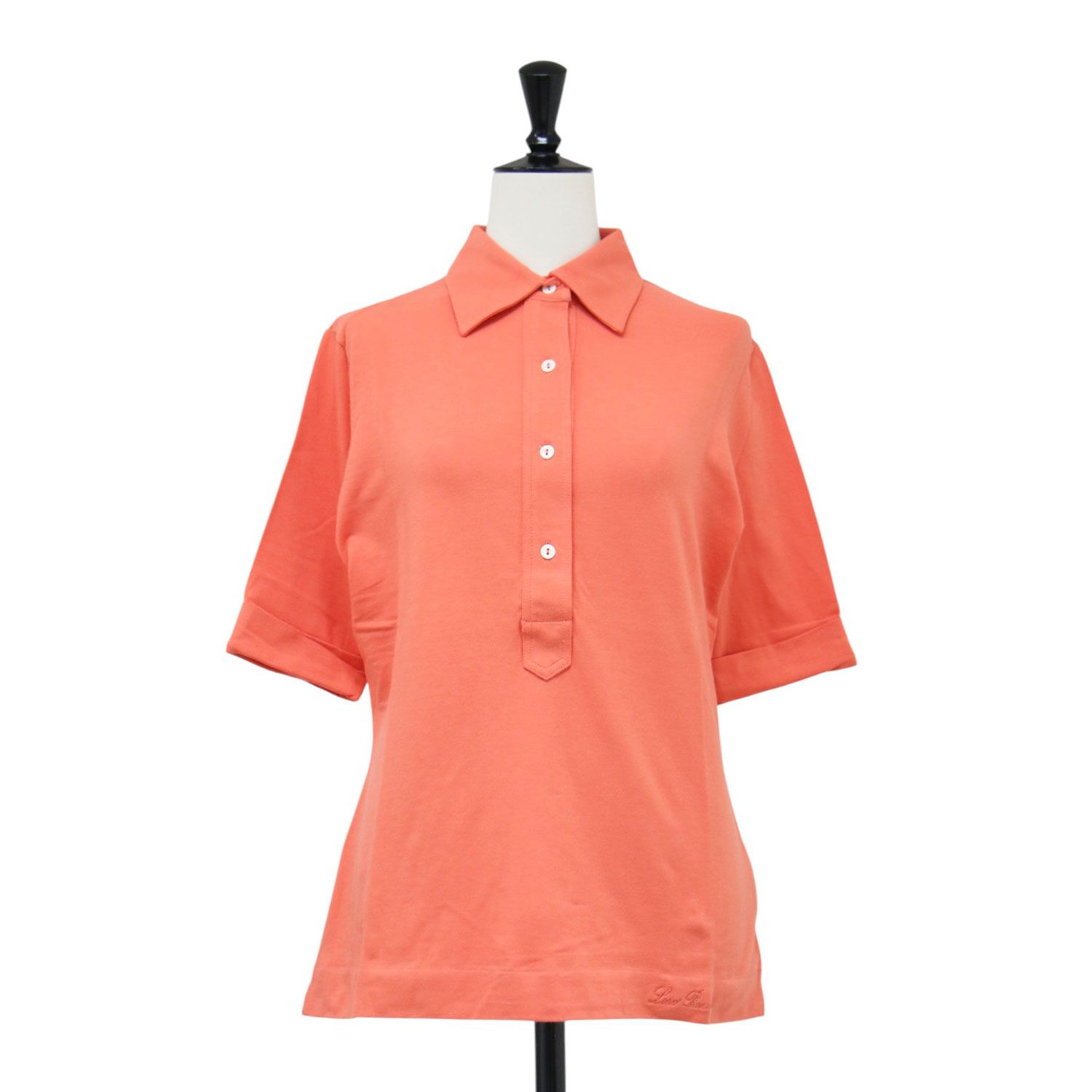 【新品】Loro Piana ロロ・ピアーナ ポロシャツ オレンジ サイズ:44(XL) | コットン ジャージー ポロシャツ | レギュラーカラー 半袖 カットソー素材 | トップス イタリア製【レディース】