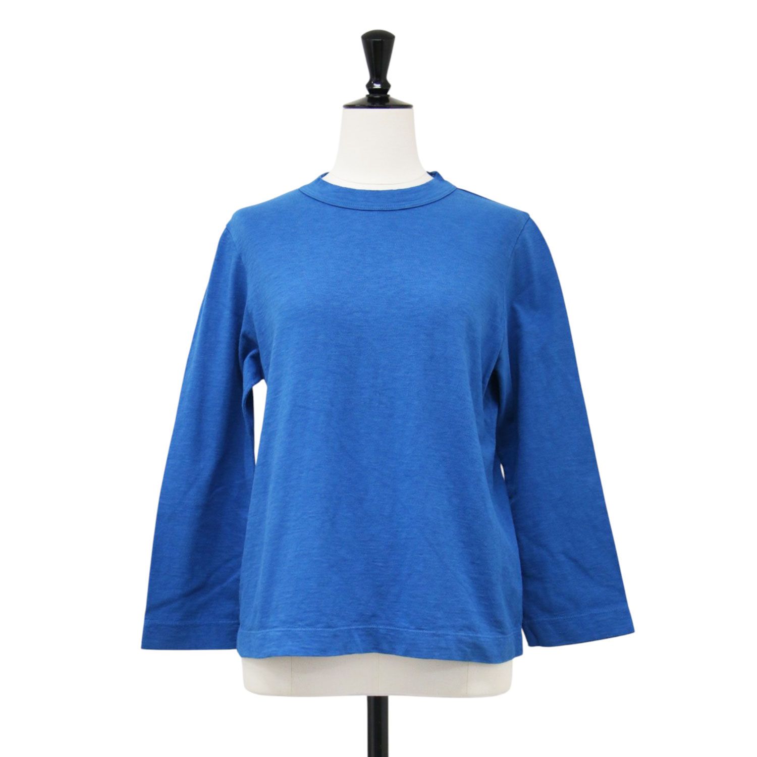 45R フォーティファイブ・アール Tシャツ ブルー サイズ:1(S) | 度詰天竺の908ヨックネックTシャツ / カットソー | 長袖 ワイドシルエット ロゴ 刺繍 無地 コットン | トップス 日本製【レディース】【中古】