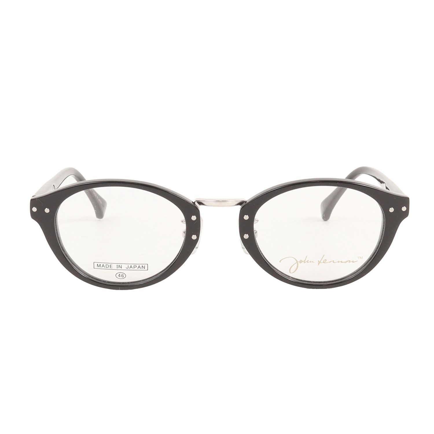 John Lennon ジョンレノン | ボストンシェイプ サングラス (JL-6010) | ブラックフレーム クリアレンズ | 46口22-146 | 日本製 | ブランド 眼鏡 ファッション アイテム【メンズ】【中古】