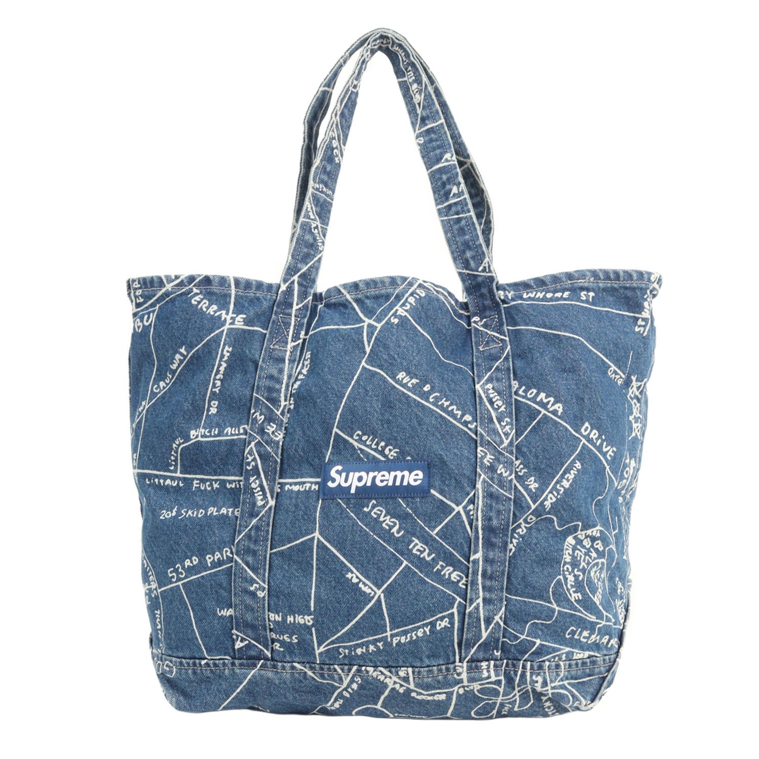 Supreme シュプリーム バッグ インディゴ | ゴンズマップ柄 デニム