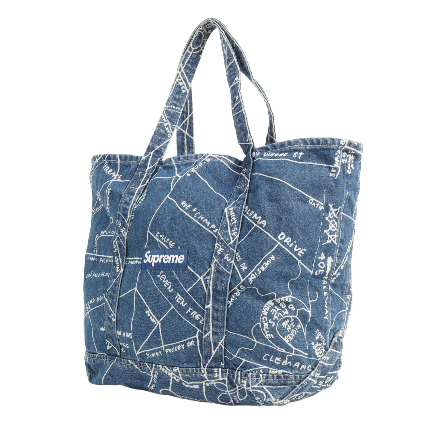 Supreme シュプリーム バッグ インディゴ | ゴンズマップ柄 デニム