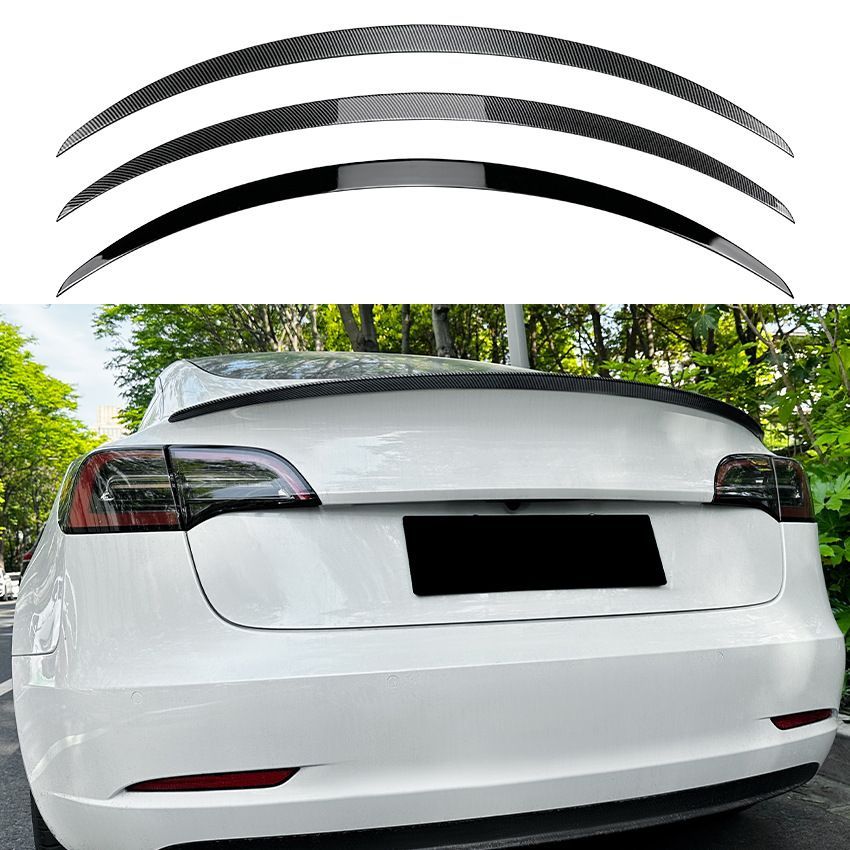 テスラ Tesla モデル3 Model 3 パフォーマンス仕様対応 リアスポイラー トランクスポイラー リアウイング ABS製 ピアノブラック 光沢カーボン調 マットカーボン調 未塗装 リアビューを引き締めるスポーティ外装パーツ ドレスアップ用品