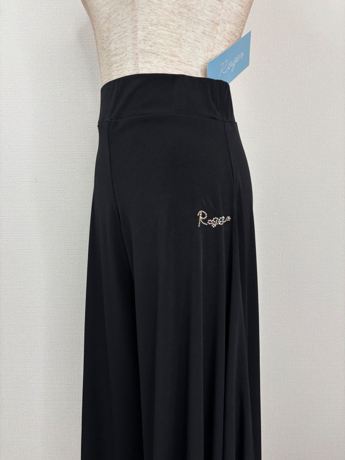 新品》社交ダンス ブラック 裾デザイン ワイドフレアパンツ 衣装