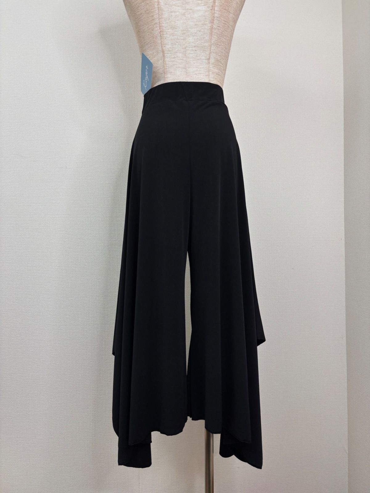 新品》社交ダンス ブラック 裾デザイン ワイドフレアパンツ 衣装