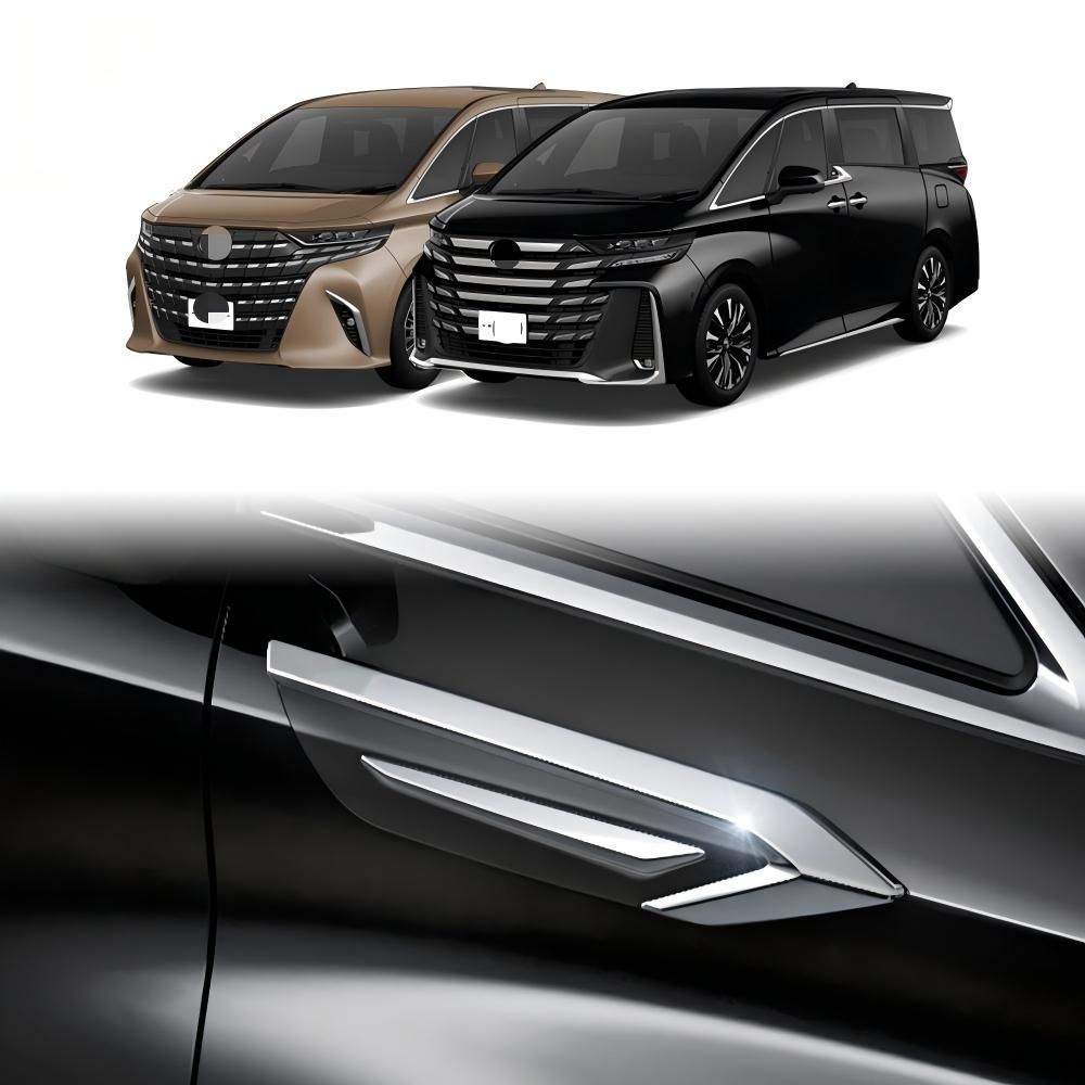 送料無料 トヨタ TOYOTA アルファード ALPHARD ヴェルファイア Vellfire 40系 2023年対応 フロントフェンダーガーニッシュ サイドランプ周り飾りパネル 2枚セット メッキ調 傷防止 汚れ対策 外装保護 光沢アップ 専用設計 貼付け式