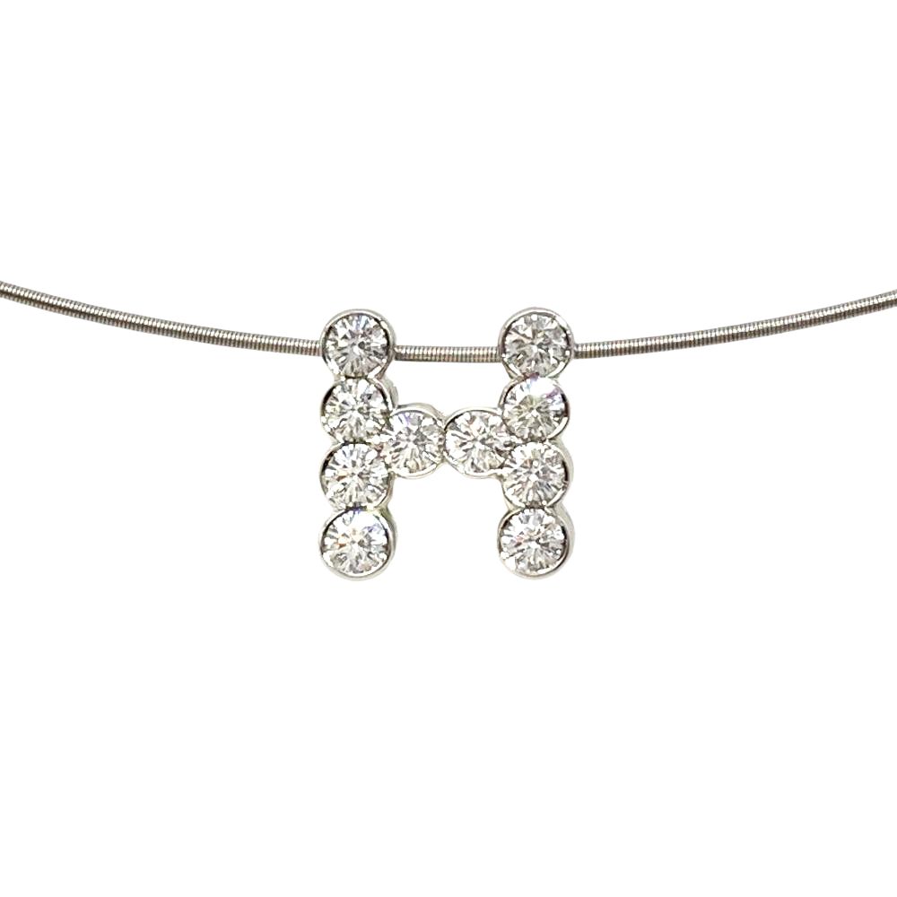 ギメル Gimel イニシャル H オメガ ネックレス ダイヤモンド 0.365ct Pt950 3.9g Pt850 プラチナ チョーカー レディース【中古】