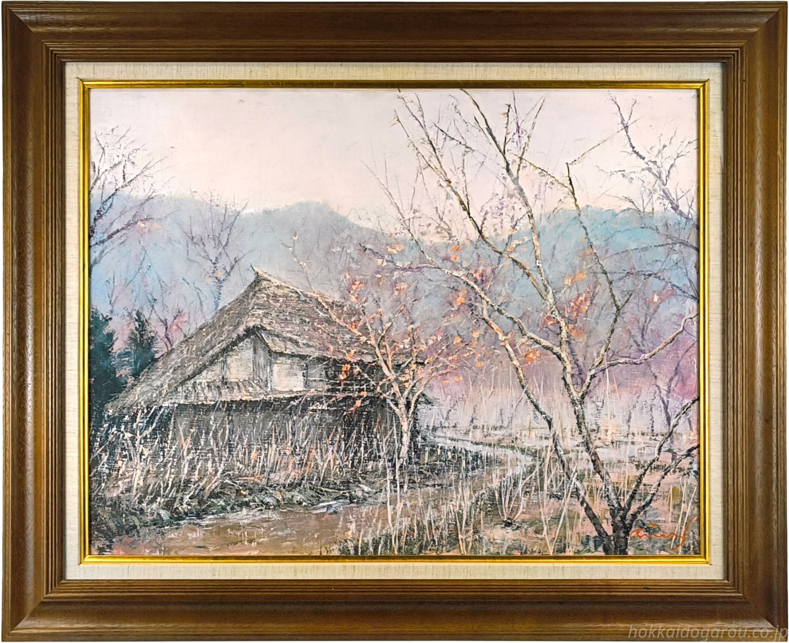 佐藤あつ子 「杏の里」 油絵・油彩画 絵画