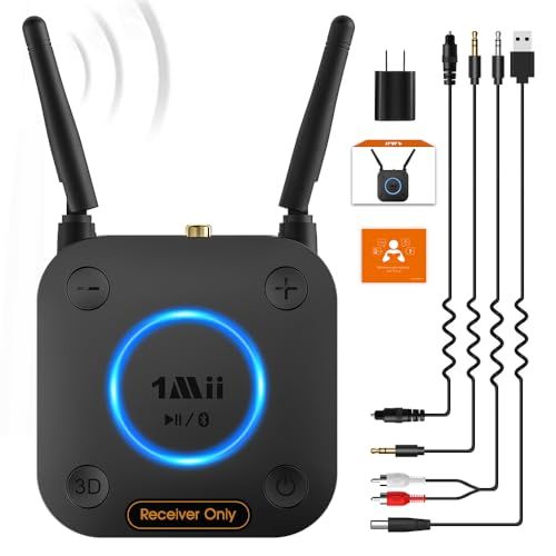【新品】1Mii Bluetoothオーディオレシーバー 3.5mm/RCA/同軸/光デジタルブルートゥース 5.1レシーバー aptX HD/低遅延/apt-X/AAC/SBC HiFiBluetooth 受信機 3Dサラウンドダブルアンテ 64ed72db