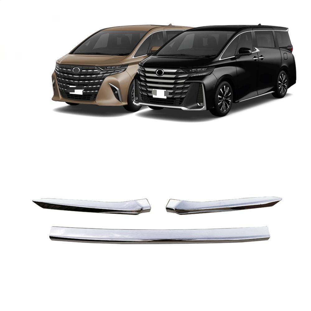 送料無料 トヨタ TOYOTA アルファード ALPHARD ヴェルファイア Vellfire 40系 2023年対応 ボンネットガーニッシュ フードパネル飾り 3枚セット メッキ調 傷防止 汚れ対策 外装保護 光沢アップ 専用設計 貼付け式 取付簡単 前部用
