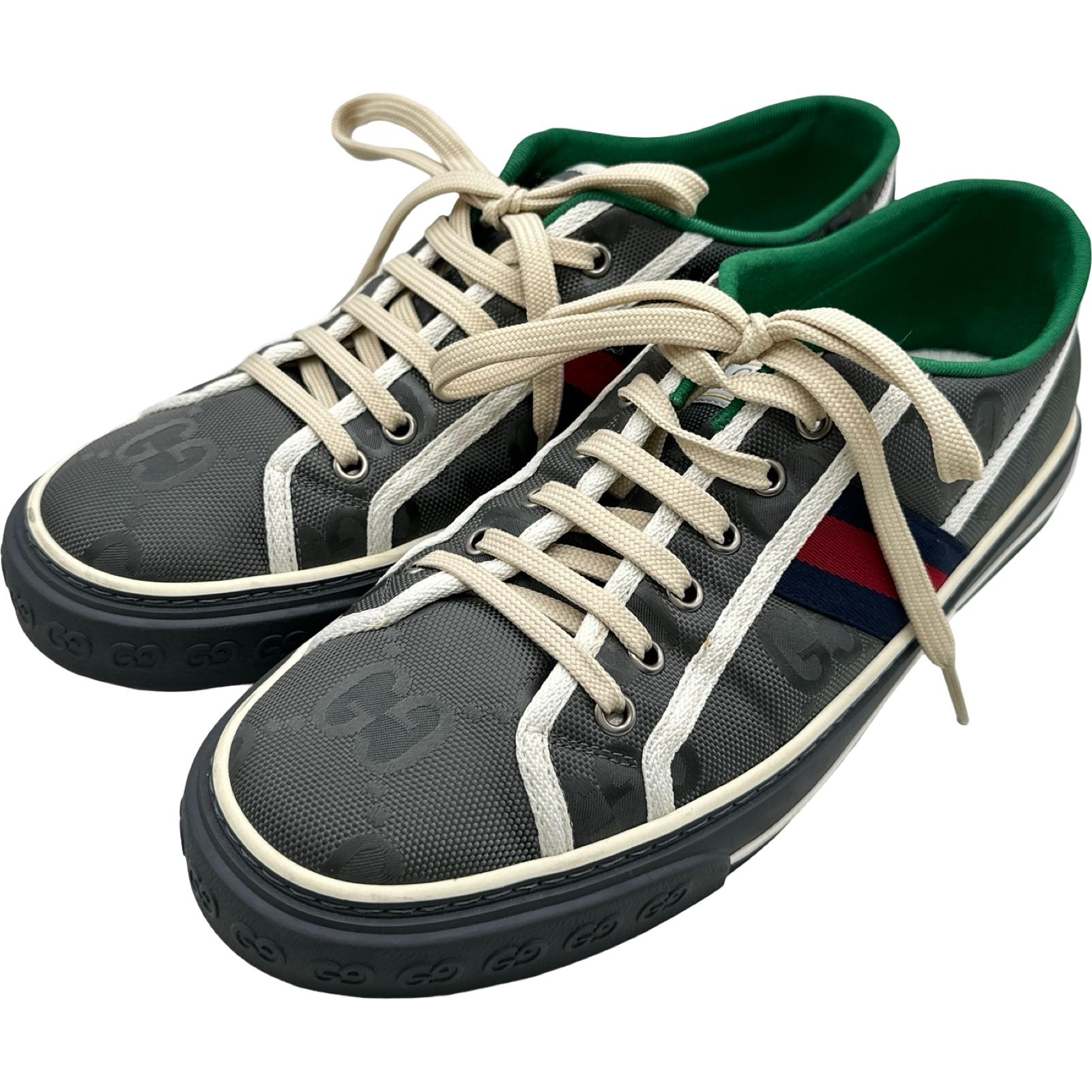 グッチ GUCCI TENNIS1977 GGキャンバスローカットスニーカー グレー キャンバス メンズ スニーカー