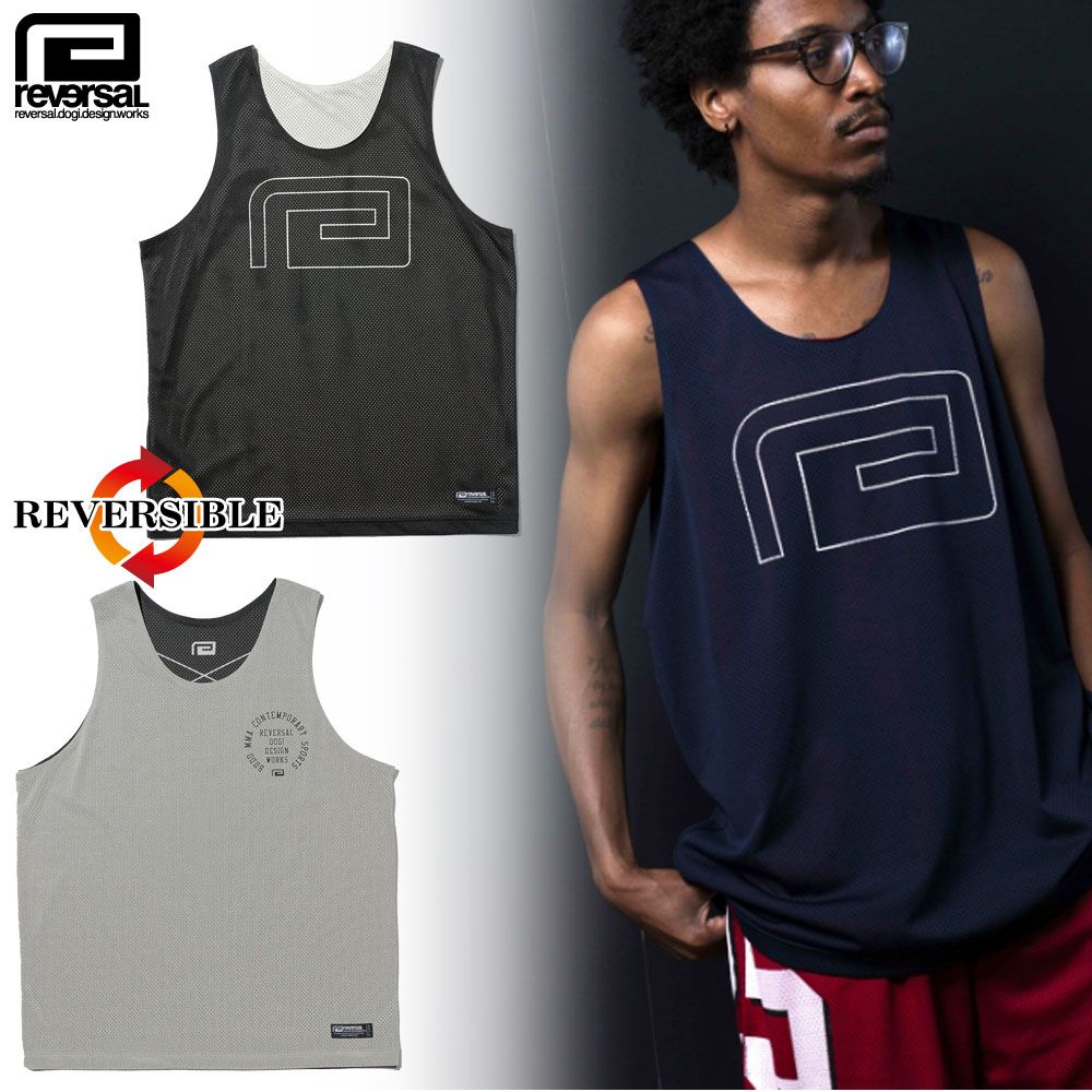 【reversal/リバーサル】リバーシブル メッシュ タンクトップ/REVERSIBLE MESH GAME TANK TOP rv25ss053｜ノースリーブ スポーティ トレーニング ジム フィットネス ストリート スケーター メンズ ファッション