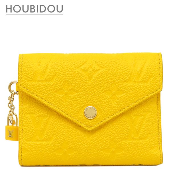 ルイヴィトン LOUIS VUITTON 三つ折り財布 ポルトフォイユ ヴィクトリーヌ モノグラムアンプラント ギンコイエロー ゴールド金具 黄色 M14156 RFID【中古】