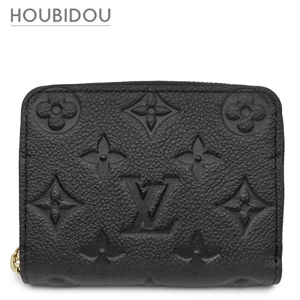 ルイヴィトン LOUIS VUITTON コインケース ジッピー コインパース モノグラムアンプラント ブラック ゴールド金具 ラウンドジップ M28797 RFID 【箱】【中古】