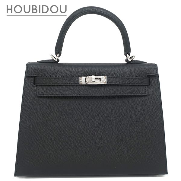 エルメス HERMES 2WAYバッグ ケリー25 外縫い ヴォーエプソン ブラック シルバー金具 新品 未使用 黒 2025年製 K 【箱】【中古】