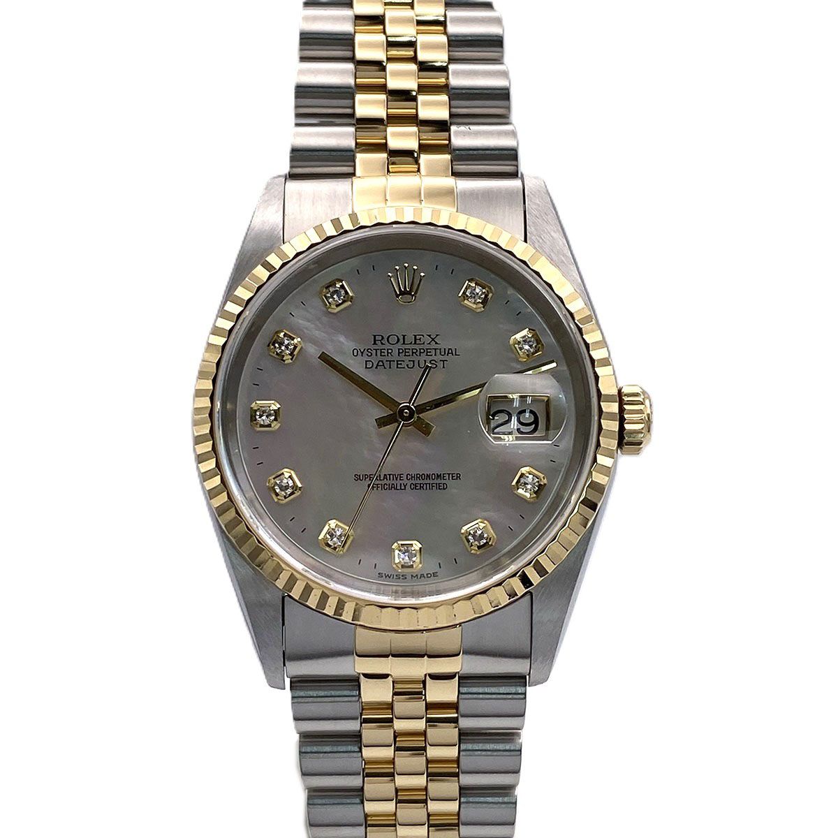 ROLEX ロレックス デイトジャスト MOP 10P 36mm ホワイトシェル U番 