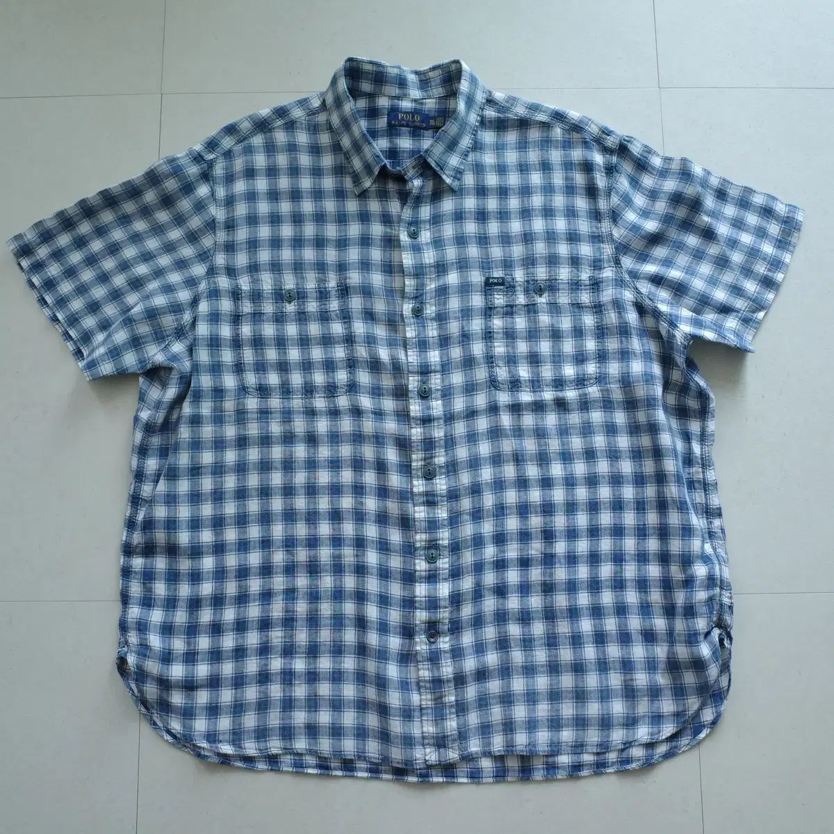 ポロラルフローレン リネン 100% CHECK ウォーク 半袖シャツ XXL