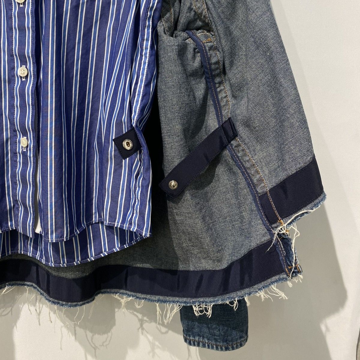 sacai Denim Double Layered Shirt Jacketデニムストライプドッキング