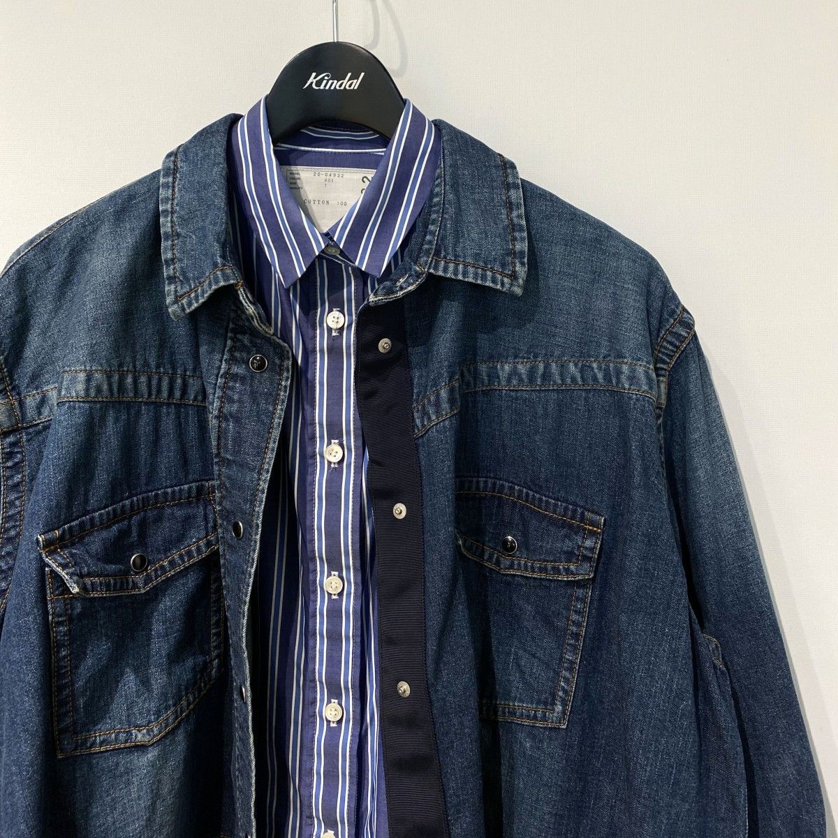 sacai Denim Double Layered Shirt Jacketデニムストライプドッキング