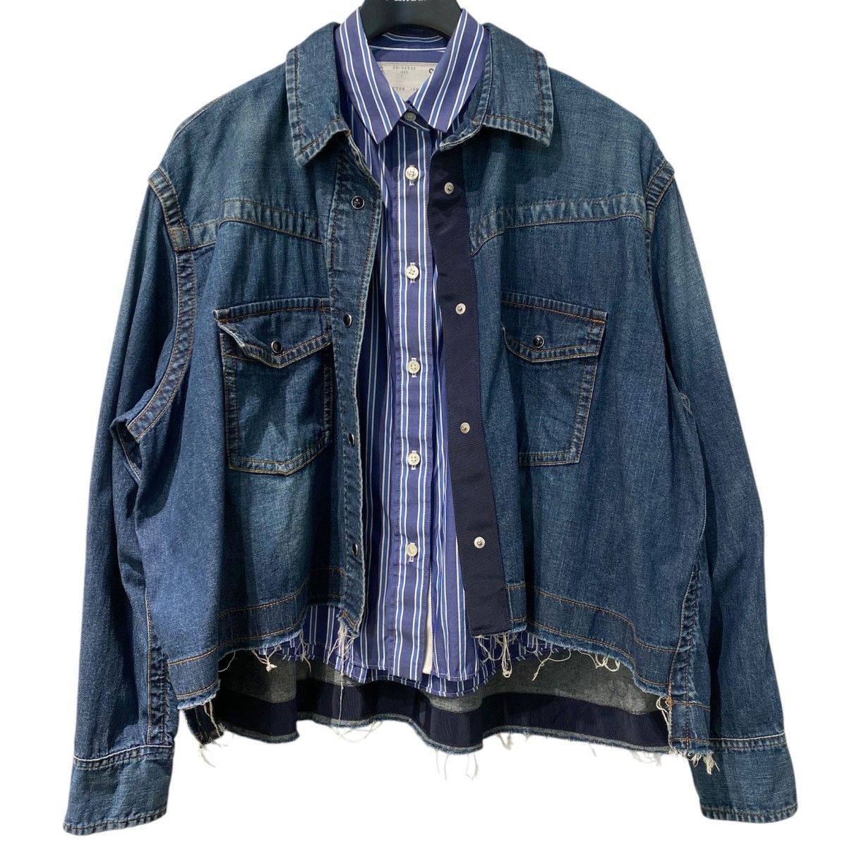 sacai Denim Double Layered Shirt Jacketデニムストライプドッキング