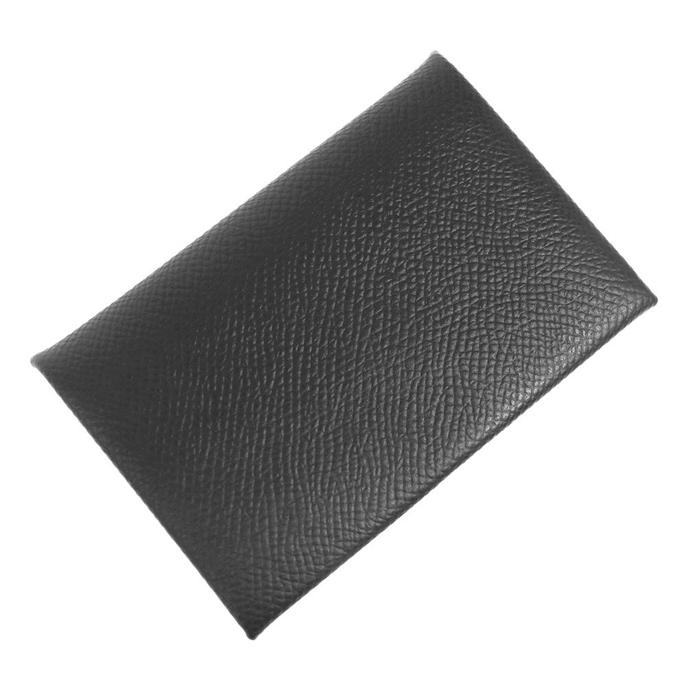 エルメス カルヴィ ヴォーエプソン ノワール ブラック W刻印 カードケース パスケース 名刺入れ 定期入れ レザー シルバー金具 箱付 HERMES（新品・未使用品）