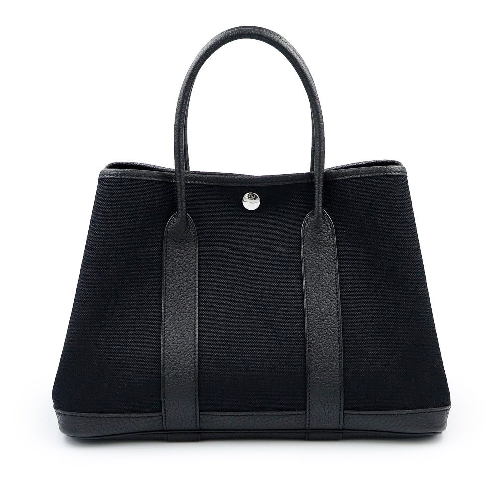 エルメス ガーデンパーティー 30 TPM トワルミリタリー ネゴンダ ブラック W刻印 ハンドバッグ レザー シルバー金具 HERMES（未使用　展示品）