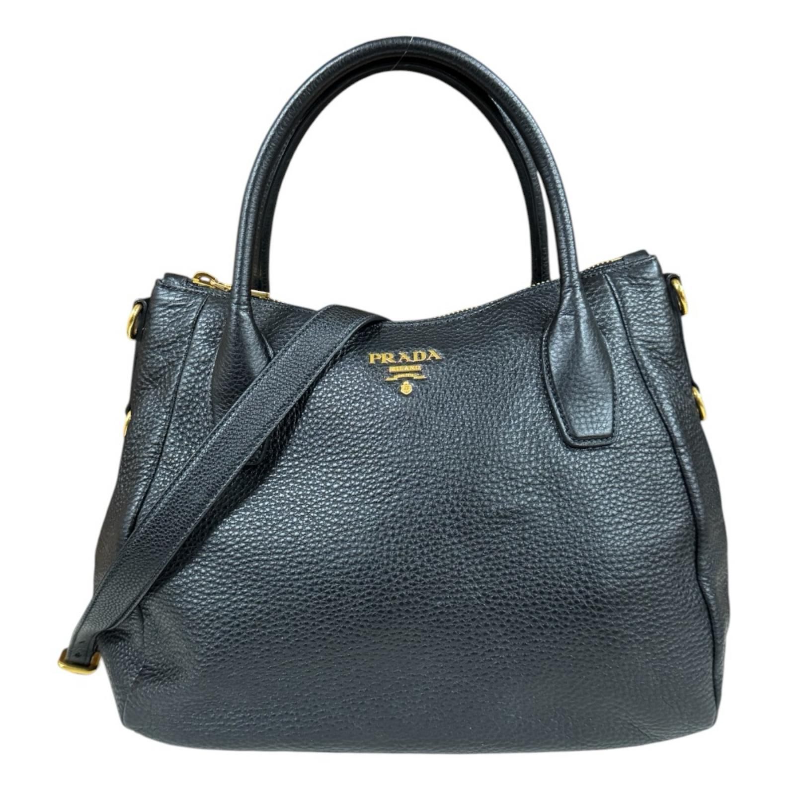 プラダ ヴィッテロダイノ ショルダーバッグ レザー ブラック レディース PRADA 中古 プラダ