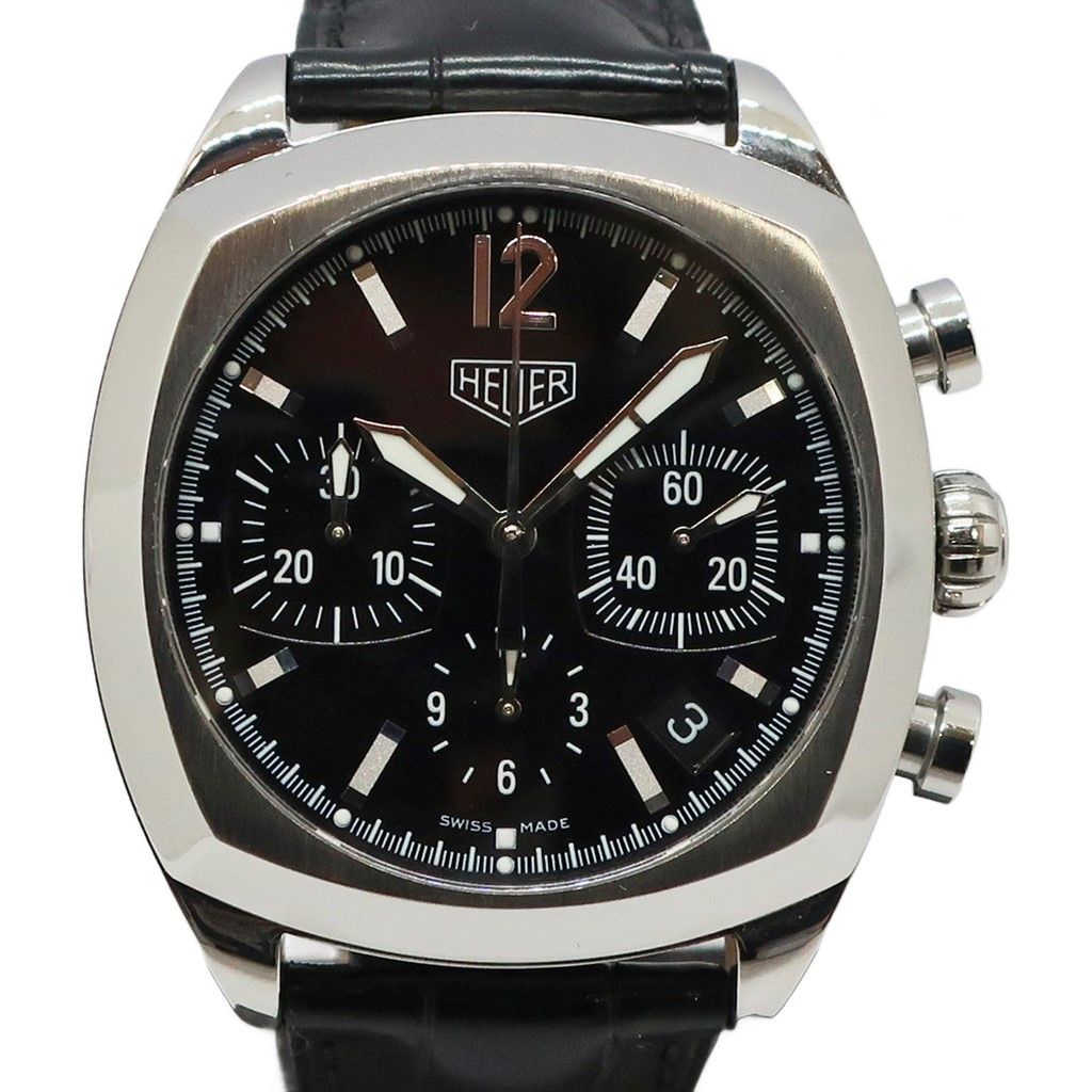 【天白】仕上済 TAGHEUER タグホイヤー モンツァ クロノグラフ CR2110 ブラック SS レザー メンズ 自動巻き 腕時計 男